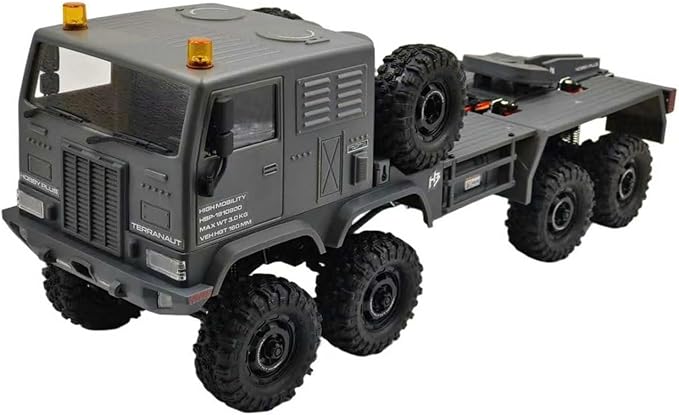 HOBBYPLUS Helidirect 1/18 RC Crawler CR18P Terranaut 8x8 RC Truck Remote Control Car w Full-Lock 8WD RTR Active All-Wheel Steering 2-Speed Transmission Recovery Winch LED Lights (Gray)