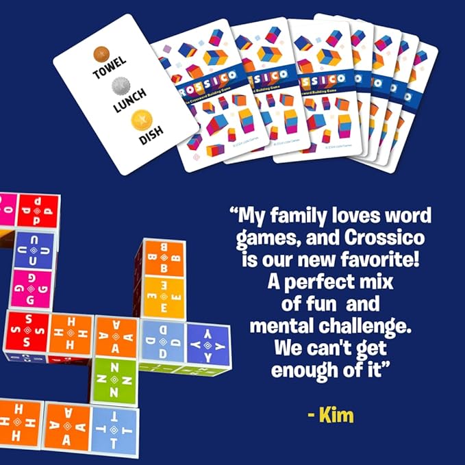 Crossico by Uzzle Games - Family Games for Children &amp Adults Crossword Puzzle Word Games - A Thrilling Classic Game with a Twist 2-4 Players for Ages 8+