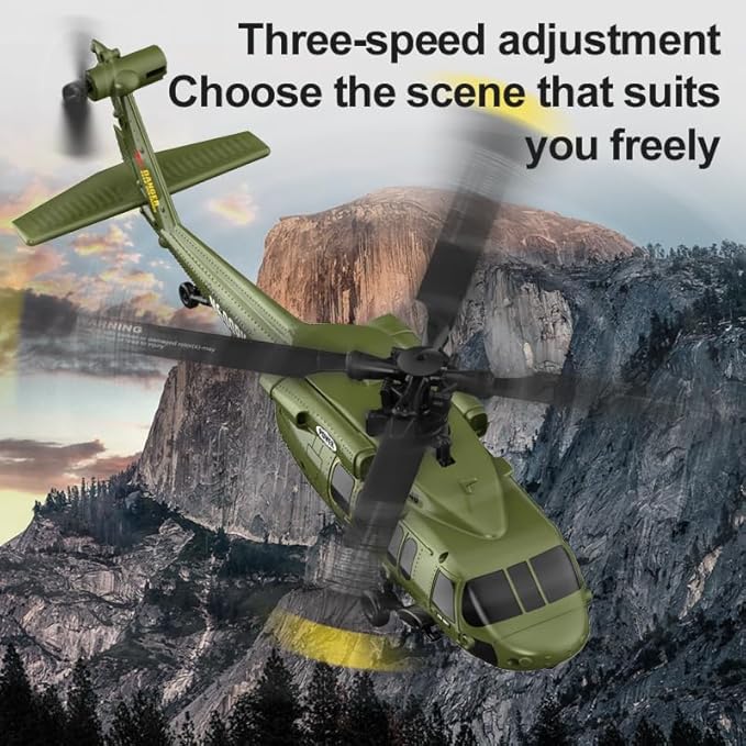 Black-Hawk K200 Brushless RC Helicopter 2.4G 6CH 6-Axis Gyro Military Aircraft with Optical Flow Positioning Altitude Hold &amp Inverted Flight for Adults -3 Battery/RTF
