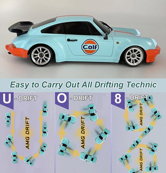 LDRC Drift Car with Gyro 1/18 RC Drift Car RWD Race Hobby RC Cars for Adult with Gyroscope Proportional Throttle Steering Metal Drive Shaft Independent Suspension Alloy Shell LD1898