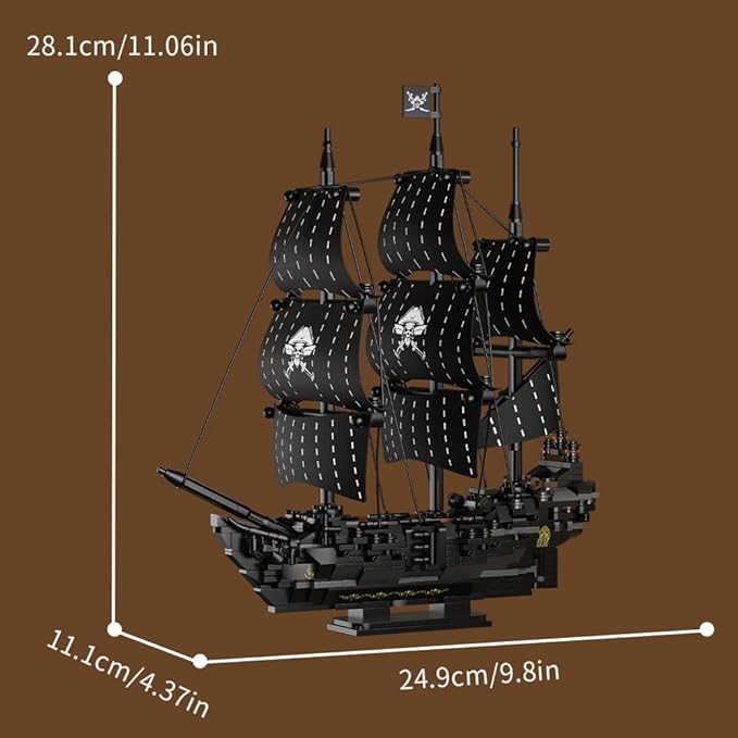 39088 Black Pearl Pirate Ship Building Blocks774 PCS Pirate Ship Model with Fabric Sails Sailing Ship Building Blocks Set for Adults &amp Teens