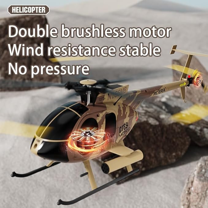 335MM MD500 C189 Remote Control Helicopter Add Optical Flow Positioning RC Aircraft 2Batteries RC Heli Single Rotor No Ailerons Maintain Altitude Hover Green RTF