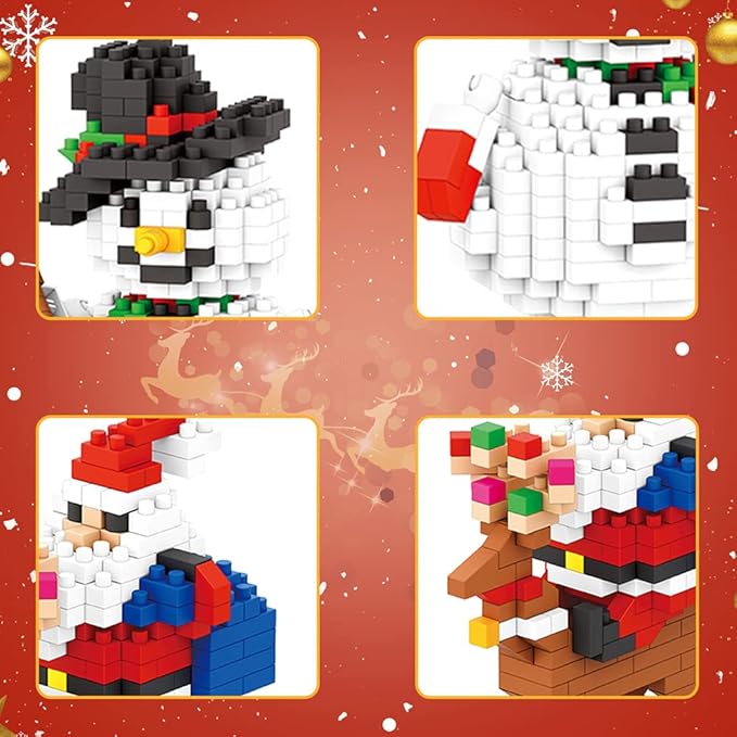 Christmas Building Block Set-New 2025 Santa Claus and Snowman Character Set Christmas and Birthday Gifts Suitable for Children Over 9 Years Old (720 Pieces)