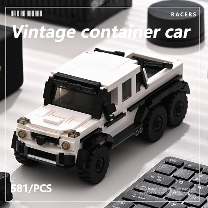 PB8811 1:32 G-630 Off-Road Vehicles Buliding Blocks Set 581 Pieces MOC Racing Car Kit with Display Container Clamping Blocks Car Gift for Adults