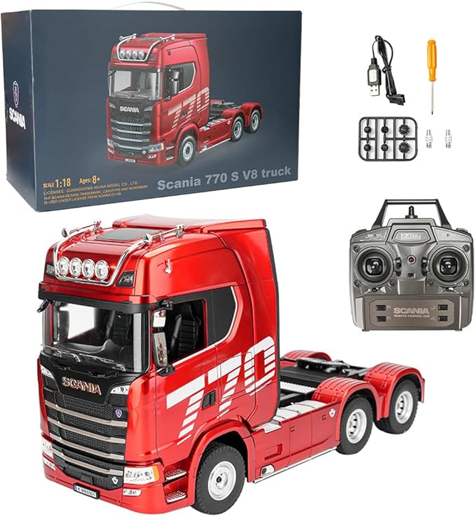 1/18 Scale 770S Heavy Duty RC Semi Truck RC Tractor Truck with Rear Wheel Drive Collectible Model with High Speed Performance