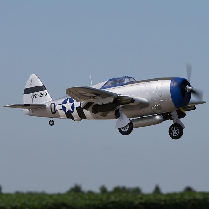 E-flite RC Airplane P-47 Razorback 1.2m BNF Basic-Transmitter Battery and Charger Not Included EFL08450 Airplanes B&ampF Electric