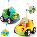2-Pack Remote Control Dinosaur Toy Car for Kids - Birthday Gifts for Boys Toddlers Ages 18+ Months 2 3 4 5 Year Old Dino RC Vehicle with Lights and Music