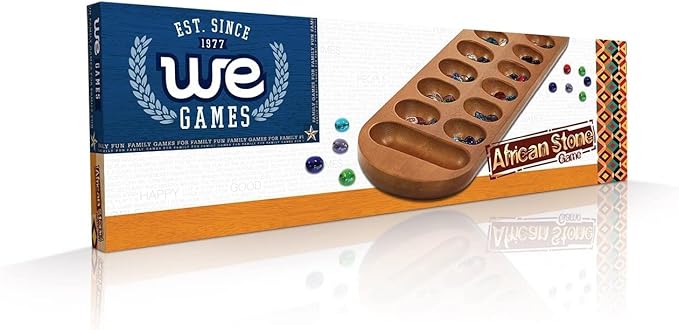 Coffee Table African Stone Game - Solid Wood with Walnut Stain