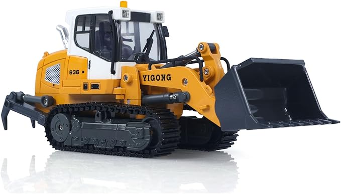 TOUCAN RC HOBBY 1/50 RC Tracked Loader Electric Lifting Radio Control Model Vehicle Metal Openable Bucket Tracks Ripper Soil Loosening Hook for Ages 14+