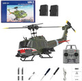 C032 UH-1 Huey RC Helicopter for Adults 1/48 Scale 2.4G 6CH Flybarless Remote Control Military Helicopter 3D Stunt Flight &amp High-Precision RC Airplane for Beginners (Shark Mouth(2 Batteries))