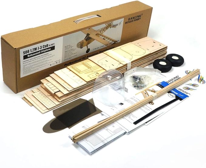 Viloga RC Balsa Airplane Kit Piper Cub J3 Laser Cut 46 Wooden Model Airplanes Kits to Build for Adults DIY Unassembled RC Plane for Hobby Fly (KIT Only)