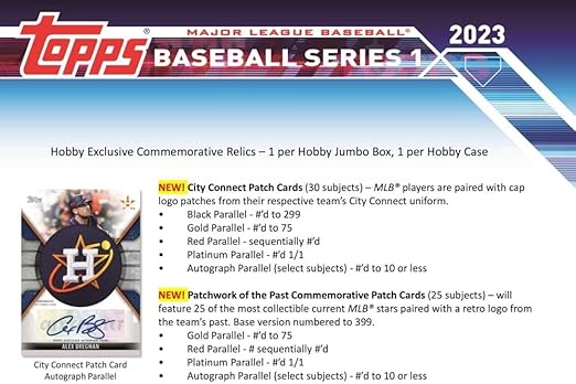 2023 Topps Series 1 Baseball Jumbo Box (10 Packs/46 Cards: 1 Auto 2 Silver Packs)