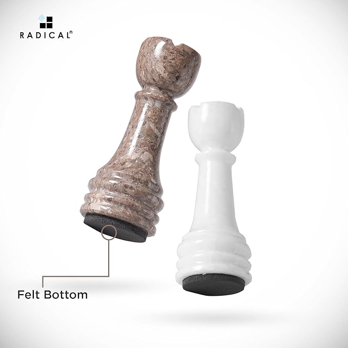 Radicaln Marble Chess Figures 3.5'' Inches White and Oceanic Handmade Marble Chess Pieces for Board Game and Travel Set for Adults