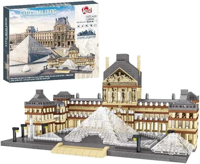 Architecture Louvre Micro Building Blocks Set（3377pcs） World Famous Landmarks Architecture Model Building Toy Gift for Teens and Adults