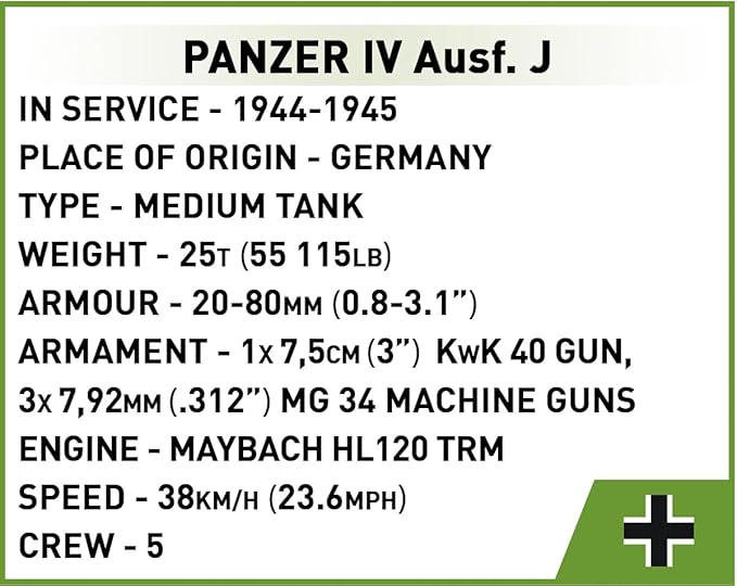 COBI Historical Collection WWII Panzerkampfwagen IV Tank Building Set 128 Pieces