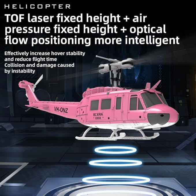 RC ERA C032 RC Helicopter 1/48 Scale 2.4G 6CH UH-1 Huey Flybarless RC Helicopter 6-Axis Gyroscope Stabilization with Altitude Hold &amp 3D Inverted Flight for Adults Enthusiasts 1 Battery