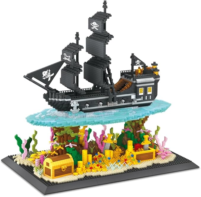 Pirate Ship Building Kit 4059PCS Micro Building Block Set Build-and-Display Toy for Adults Home Decor Gifts for Teens and Adults with A Passion for Pirate Ship