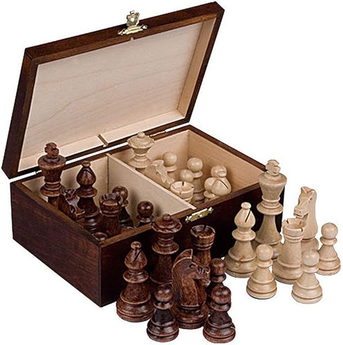 Wooden Storage Box/Case For Standard Size Chess Pieces - Chessmen Not Included