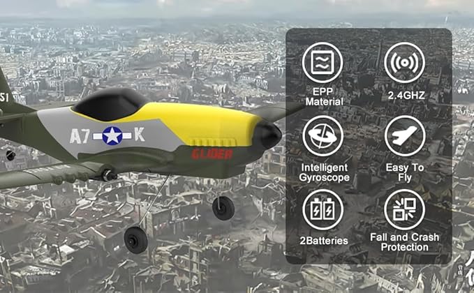 RC Plane3 Channel RC Jet Plane with 2.4GHz Remote Control 6-Axis Gyro Drone for Kids 8-12 &amp Adults Beginner-Friendly Outdoor Remote Control Airplane Rechargeable Battery Easy to Fly