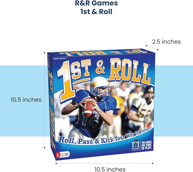 R&ampR Games 1st &amp Roll Football Board Game for Adults and Kids Ideal for Family Night