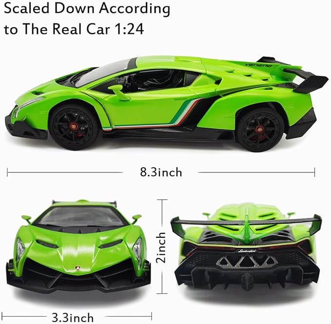 QUN FENG Lamborghini Remote Control Car 1:24 Scale Lambo Toy Car Officially Licensed Rc Cars with Light 2.4Ghz Model Car for Boys 4-7 Girls Birthday Gift Green