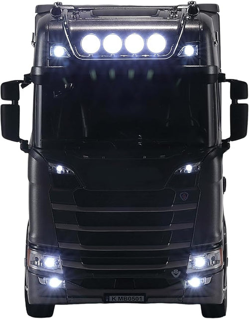19Channels 770S Hobby RC Tractor Truck Toys 1/18 Scale Light Sound Effects Remote Control Lorry Car Vehicle Trailer for 14y+ Beginners Adults (6-Wheels Grey)