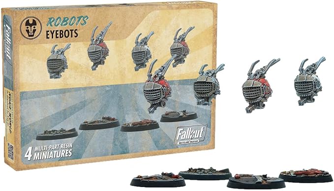 Modiphius Entertainment: Fallout: Wasteland Warfare - Robots: Eyebots - 4 Figures 32mm Unpainted Resin RPG Miniatures Nuka World Tabletop