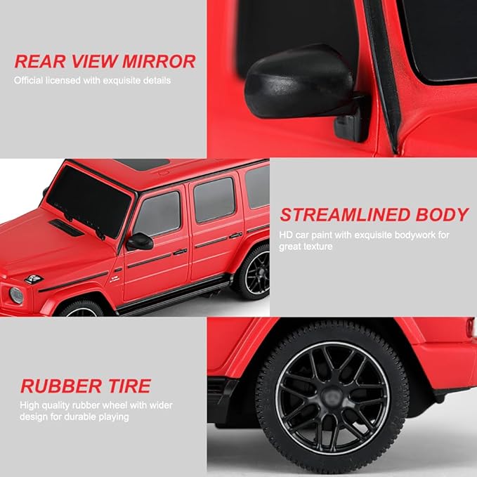 1:24 Scale Remote Control Car for Mercedes G63 2.4GHz Model RC Cars Electric Sport Racing Hobby Vehicle Gift for Adults Kids Boys Girls - Red