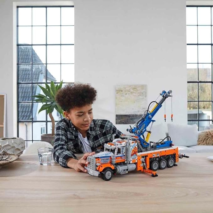 Lego 42128 Technic Heavy-Duty Tow Truck with Crane Toy for Boys &amp Girls with Mechanical Functions Model Building Set Engineering for Kids Series