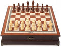 14.6-Inch Wooden Chess Set with Drawer Storage – Handmade Chess Board with 2 Extra Queens Elegant Home Decor and Strategy Game for Adults &amp Beginners