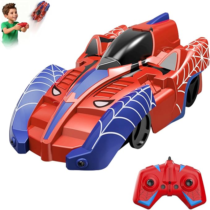 Spider Hero Wall Climbing Car Remote Control Kids Toy 360° Rotating Remote Control Car with Light Rechargeable RC Stunt Cars Wall Toys for Boys Kids Ages 4 and up