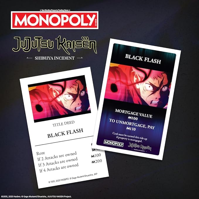 MONOPOLY: Jujutsu Kaisen Edition Board Game Buy Sell Trade Locations from the Shibuya Incident Arc Featuring 6 Custom Tokens: Yuji Itadori Panda Satoru Gojo &amp More Officially Licensed Collect