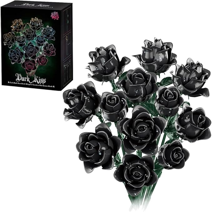 39094 Dark Rose Building Blocks Flower Set 585 Pieces of Floral and Plant Series Block Sets Adult Creative Enthusiast Model Gifts and Unique Collectibles Can be Used for Room Decoration