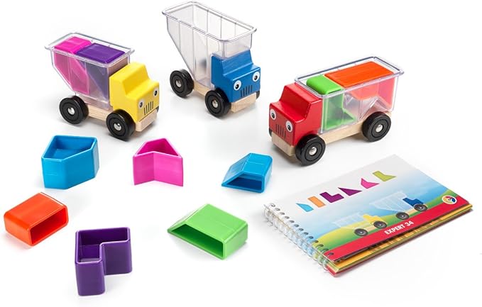 SmartGames Trucky 3 Wooden Puzzle Educational Stacking Toy Game with 48 Challenges for Ages 3+
