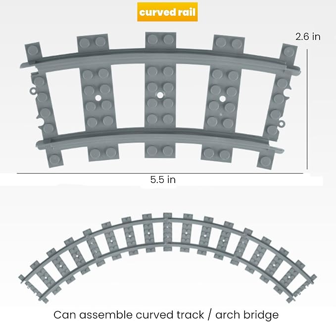 Finger Rock City Train Tracks Building Block Set 212 Pcs Flexible Rails Train Track Railroad Expansion Accessory Set Uphill and Downhill Straight Curved Tracks