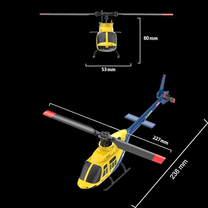 A60 206 Remote Controlled Helicopter Aircraft Plane 4CH RC Heli Aileronless 1/42 Scale 6-Axis Gyroscope Altitude Hovering Optical Flow Position 2Batteries for Adults Beginners/Grey