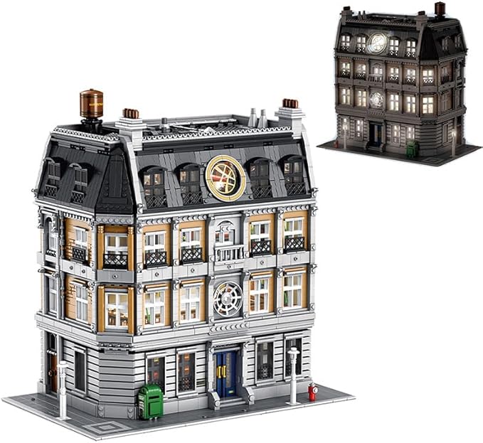 New York Sanctorum Sanctums Architecture Modular Bulding Set with Light Movie Themed Scenes Building Sets Collectible or Home Office Display Ideas Gift for Adult and Film Fans（6619pcs）