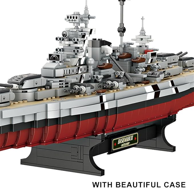 Gonli Bismarck Battleship Building Blocks Set - Germany WW2 Military Building Toys for Adults - Classic Cruiser Model Bricks - Gifts for Adults