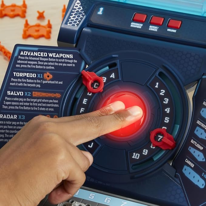 Hasbro Gaming Electronic Battleship Reloaded Board Game Naval Combat Strategy Game with Sounds Lights Special Attacks Ages 8 and Up 1-2 Players