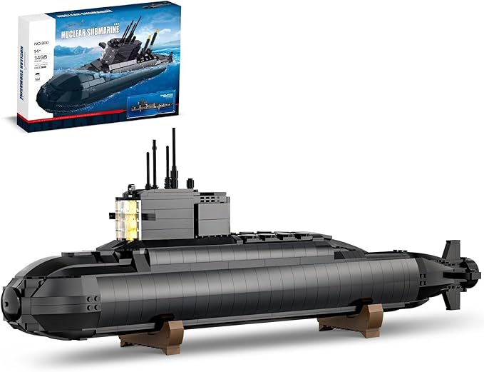 Strategic Nuclear Submarine Toy Building Blocks Set for Adult Kids WW2 Historical Military Battleship Model Kit with Light Home Office Decor Collection Gift for Men Boys Teens 14 16+ (1498cs)