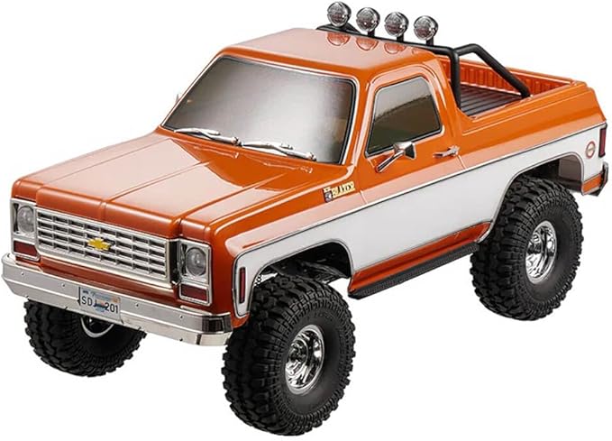 FMS 1/10 RC Crawler FCX10 Chevy K5 Blazer Officially Licensed Car Model RC Pickup Truck Hobby RC Offroad Rock Truck DIG/4WD/FWD 11CH 2.4GHz Remote Control Car for Adults Included RS (Orange)