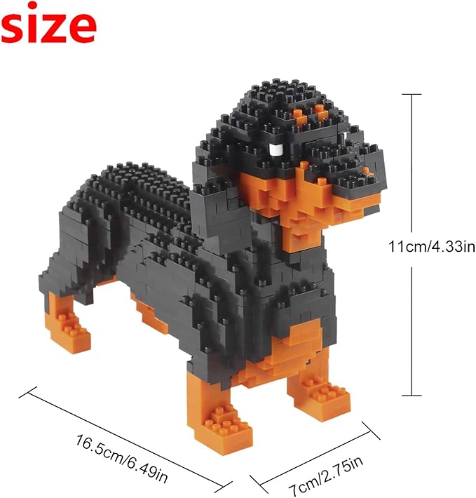 Larcele Micro Dachshund Dog Building Blocks Set Super Mini Pet Building Toy Bricks Kit 898 Pieces KLJM-02 (Dachshund)