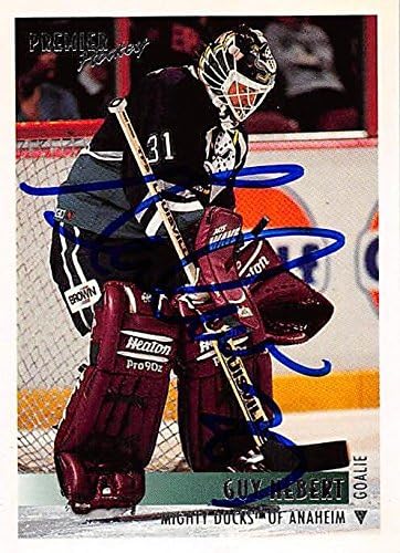 Sports Memorabilia Autograph Warehouse 224164 Guy Hebert Autographed Hockey Card - Anaheim Ducks FT 1995 Topps Premier - No. 338