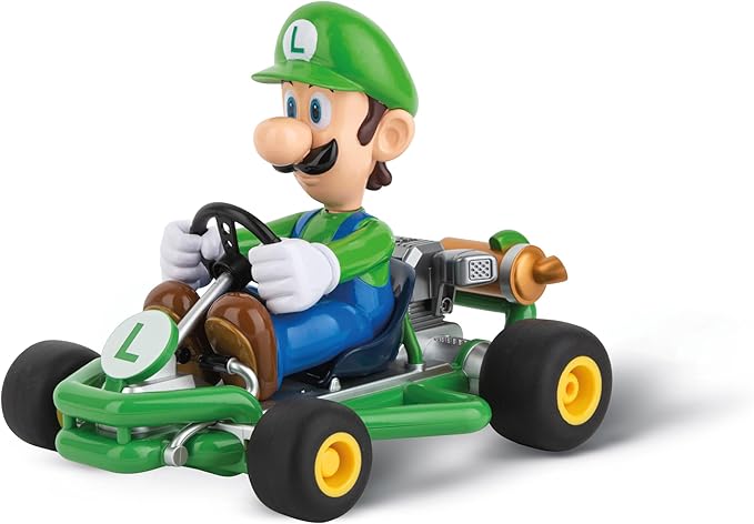 Carrera 200984P RC Official Licensed Mario Kart Pipe Kart Luigi 1:18 Scale 2.4 Ghz Remote Radio Control Car with Rechargeable LiFePO4 Battery - Kids Toys Boys/Girls