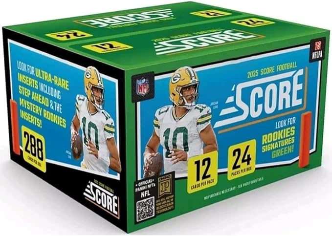 2025 Score Football NFL Retail Box with 288 Trading Cards + 6 Toploaders and StreetCards Magnet!