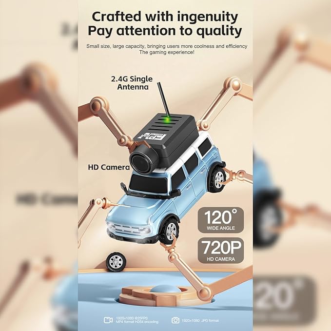 Aetheria WL Mini RC Car with HD FPV Camera 1/64 Remote Control Car FPV RC Drift Cars with LED Ambient Lights &amp Interactive Controls &amp 3-Speed Modes Gift for Adult (Green)