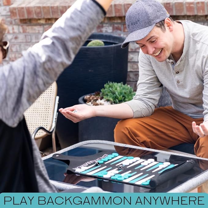 Roll-Up Travel Backgammon Game | Lightweight Roll-up Backgammon Set | Travel Backgammon Sets for Adults | Travel-Size Strategy Game for Camping Backpacking or Beach | Wine &amp White