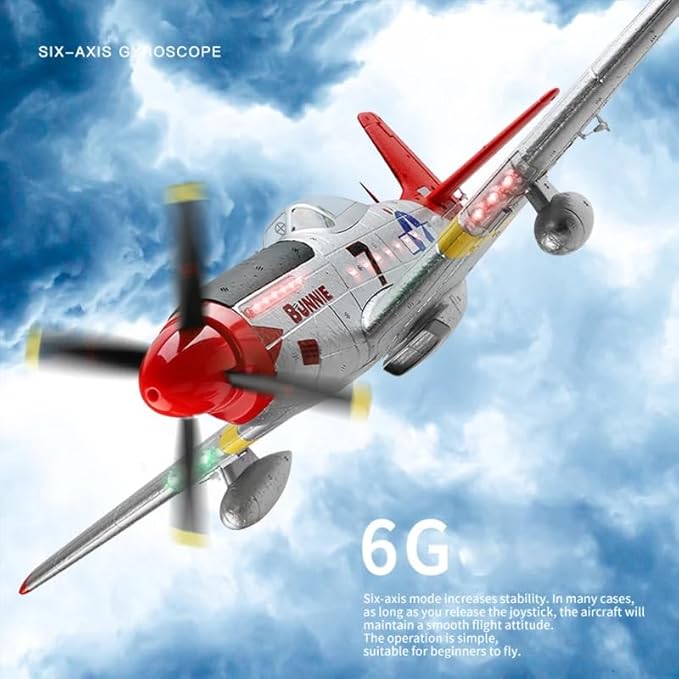 Large 560MM P51 P-51D Mustang Remote Control Combat Aircraft 4CH XK A280 3D/6G Aerobatic LED Brushless RC Aircraft Full-Function for Professional Players (1-Battery)
