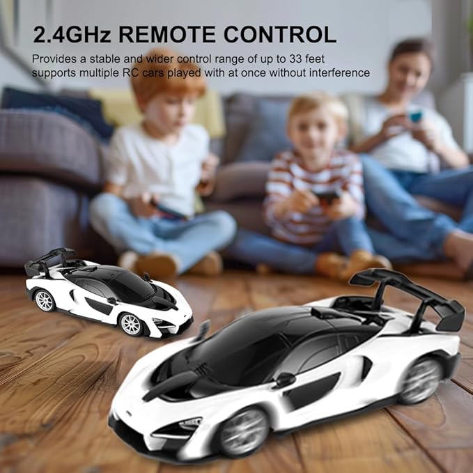 1:24 Scale Remote Control Car for McLaren Senna 2.4GHz Model RC Cars Electric Sport Racing Hobby Vehicle Gift for Adults Kids Boys Girls - White
