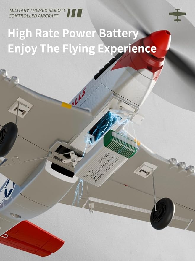 P51 RC Plane 4 Channel Remote Control Airplane with Aileron/Aerobatic/3Level FC/Gyro Stabilizer Easy Control for Boys Adults Beginners Best Mustang RC Airplane Fighter Glider Gift for Kids Youths 8-16